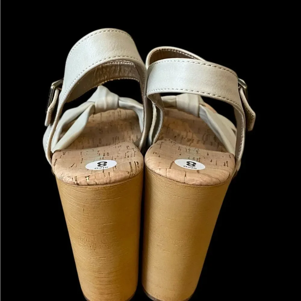 Kork-Ease | Korks Dawson Wedge Sandals | Studded platform Off White Sandals NWOB